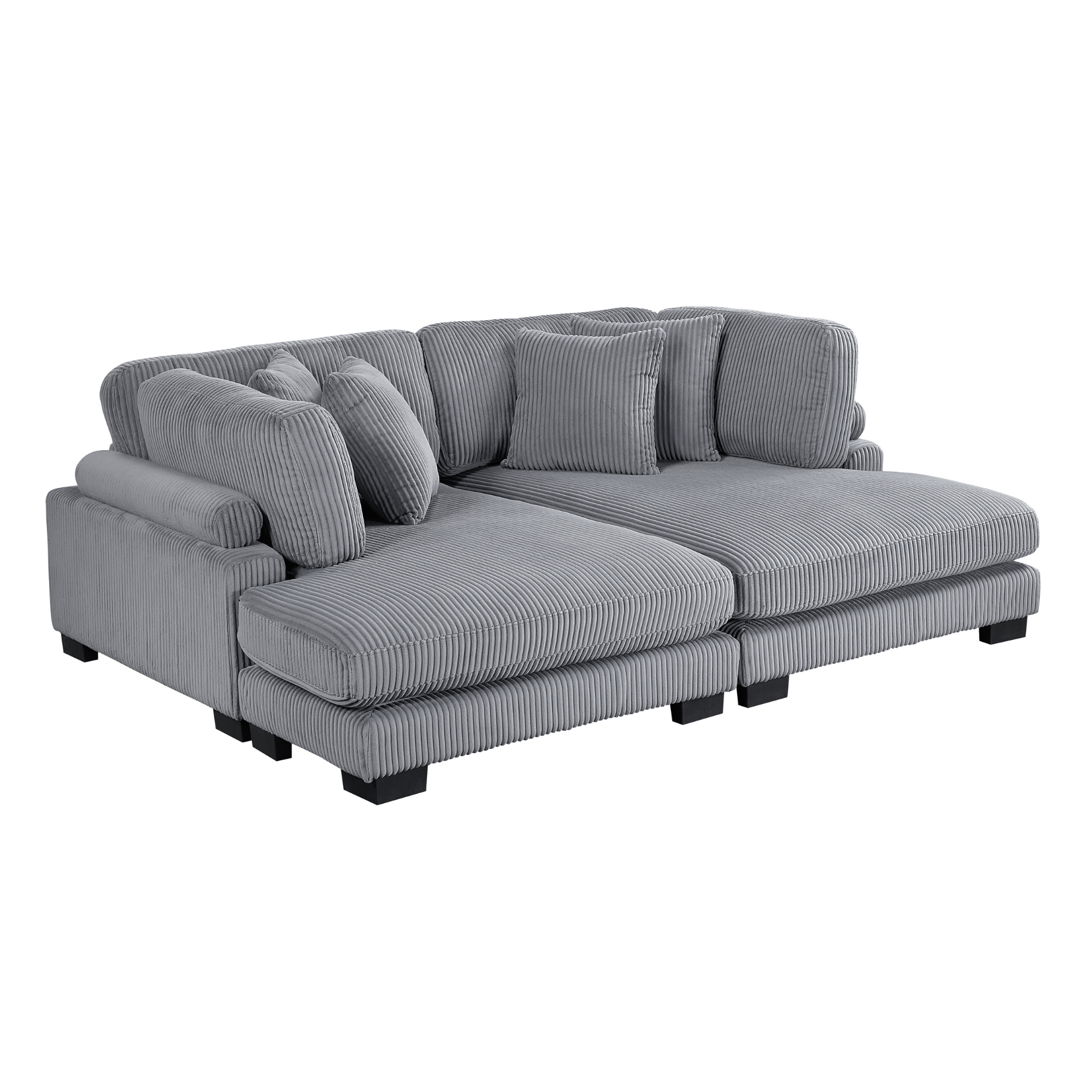 Gray sectional sofa on a white background