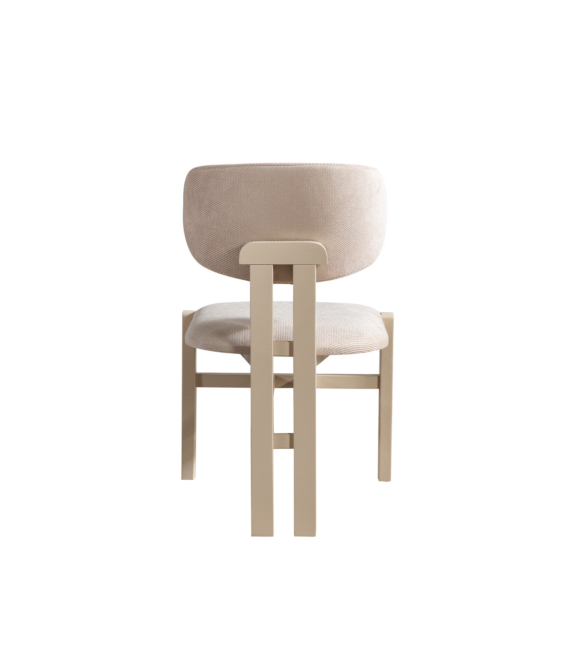 Beige chair with wooden legs on a white background
