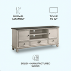 TV stand with features highlighted on a white background