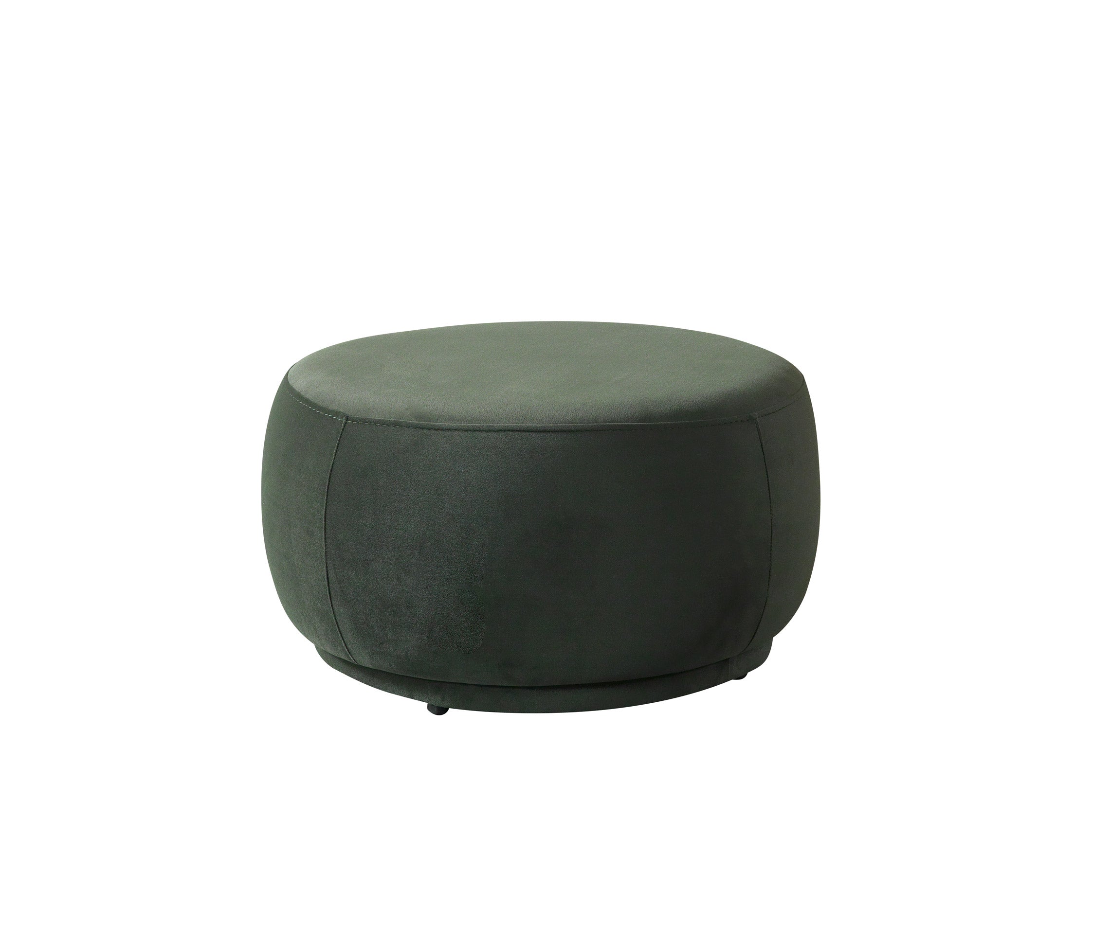 Green round ottoman on a white background