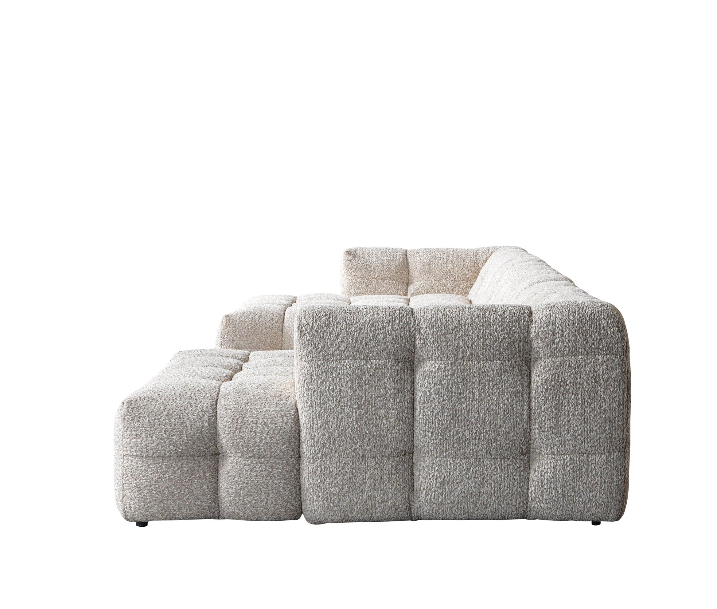 Gray textured sectional sofa on a white background