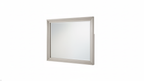 Square mirror with a light gray frame on a white background