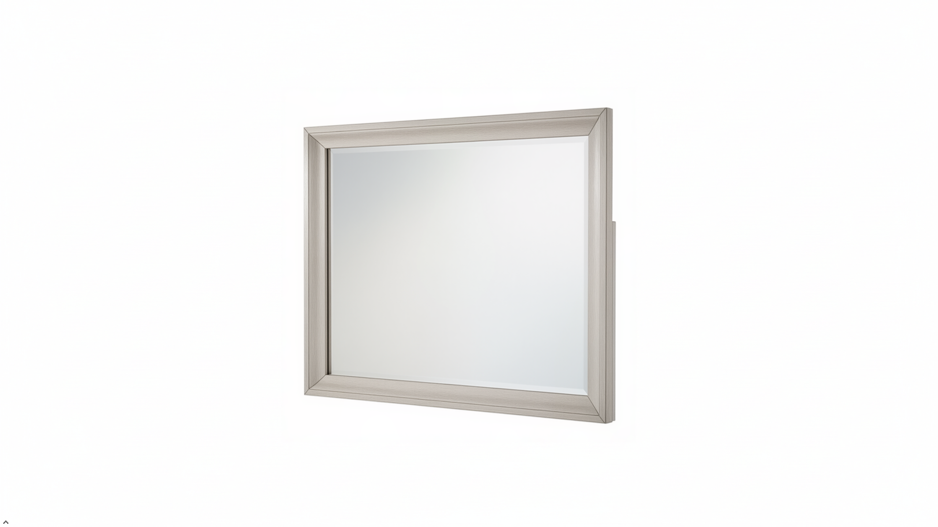 Square mirror with a light gray frame on a white background