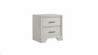 White nightstand with two drawers on a white background
