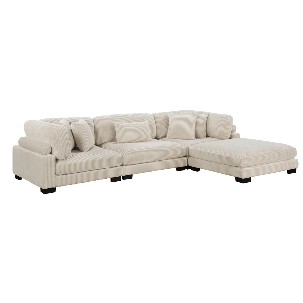 Beige sectional sofa on a white background