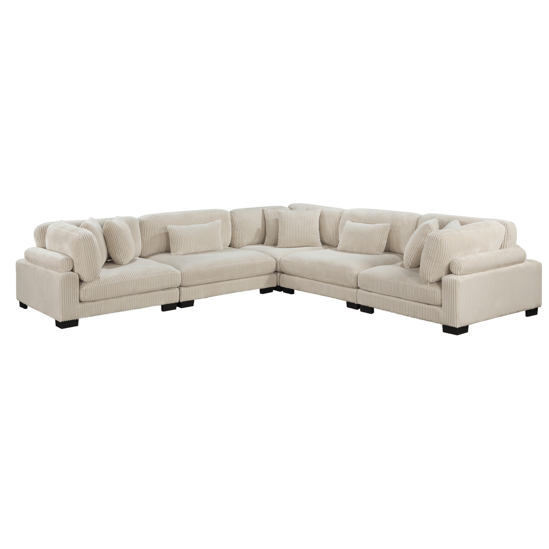 Beige sectional sofa on a white background