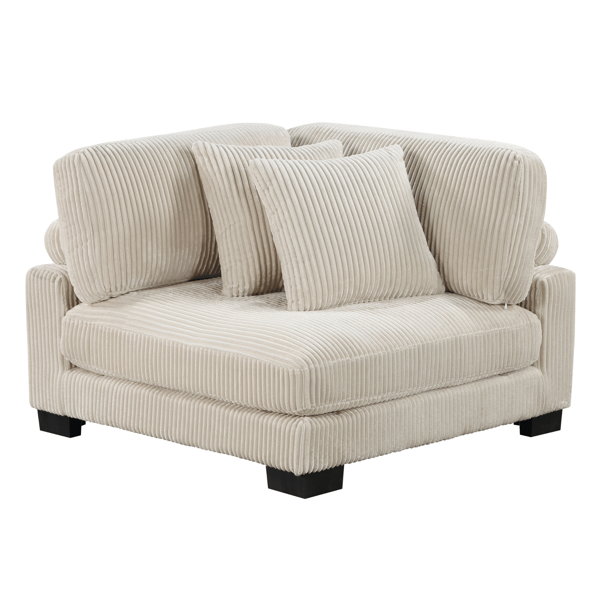 Beige sofa with cushions on a white background