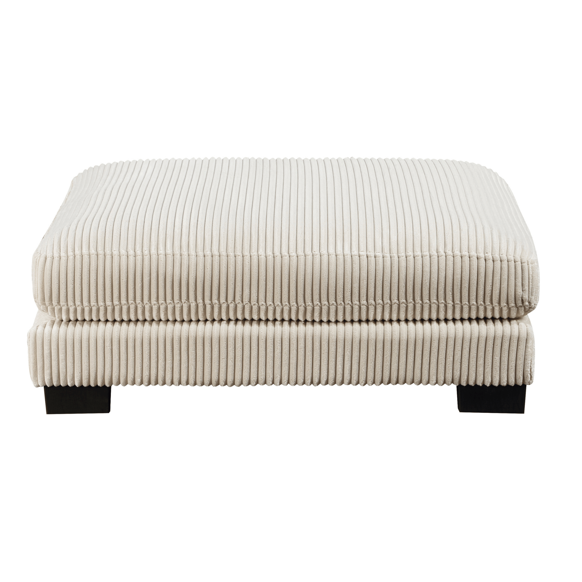 Beige ottoman with a ribbed texture on a white background