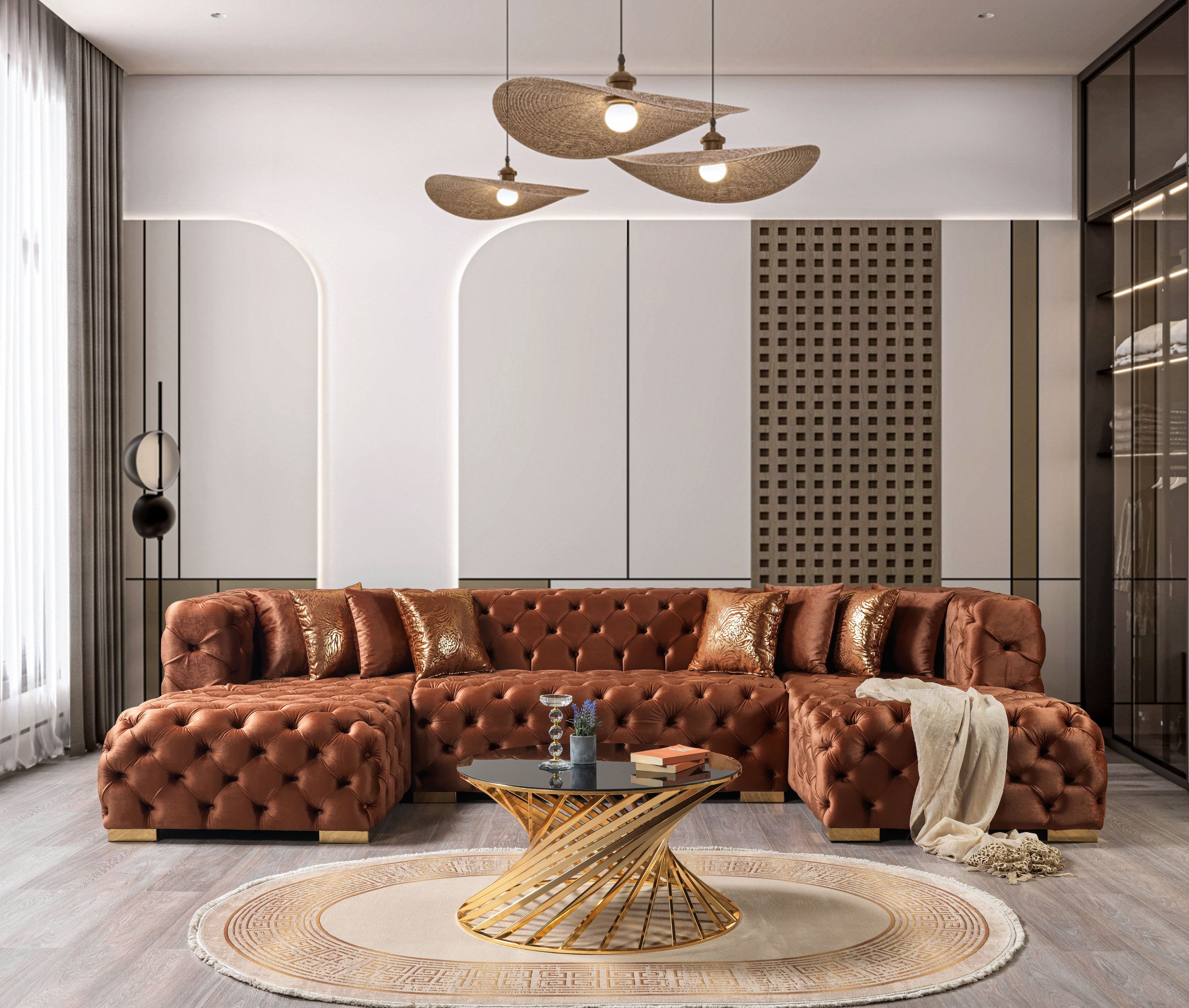 Neva Velvet Double Chaise Sectional