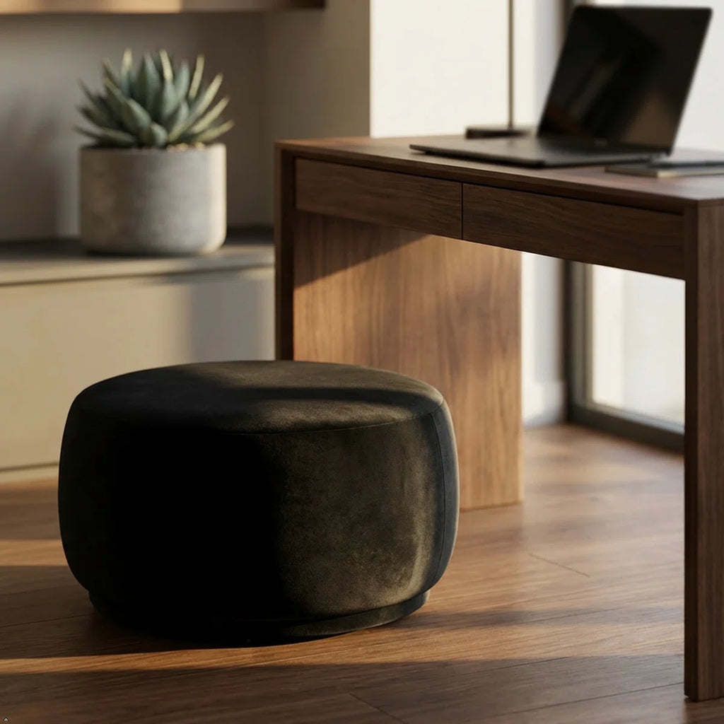 Bonita Round Velvet Ottoman/Stool