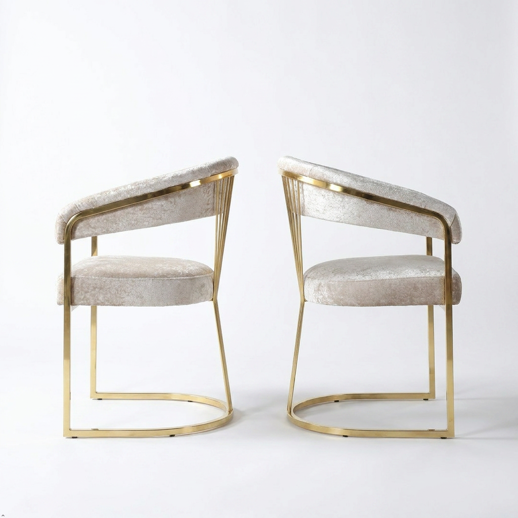 Dining Chairs backs against each other gold accent set of 2 white background