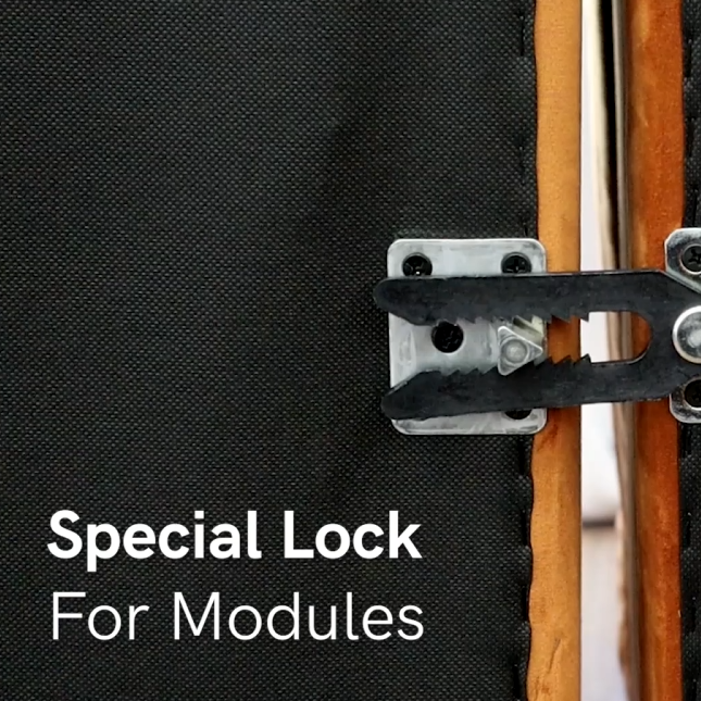 Special lock for modules on a black background