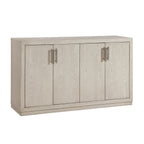 Beige storage cabinet with four doors on a white background