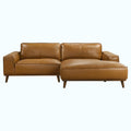 Brown leather sectional sofa on a white background