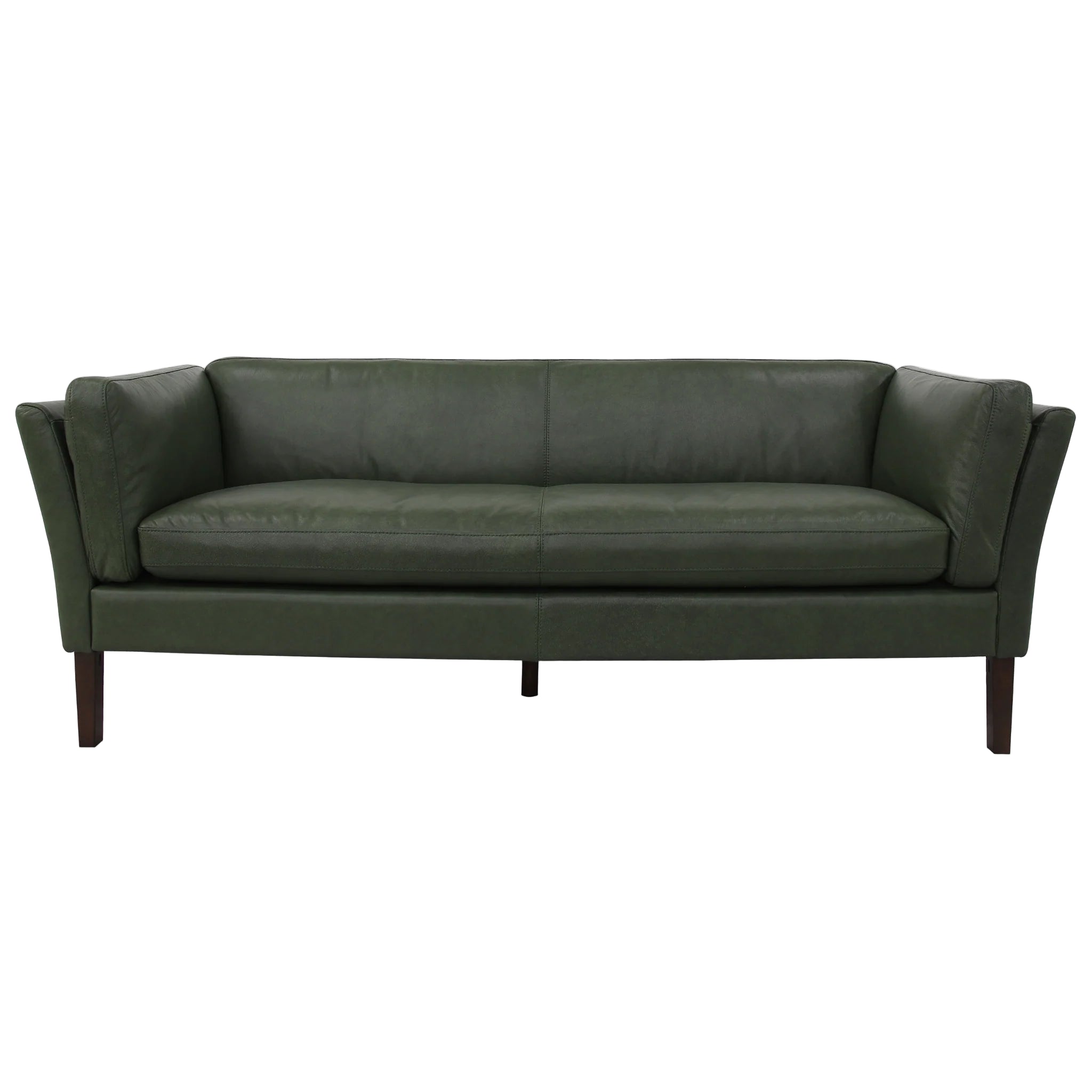 Green leather sofa on a white background