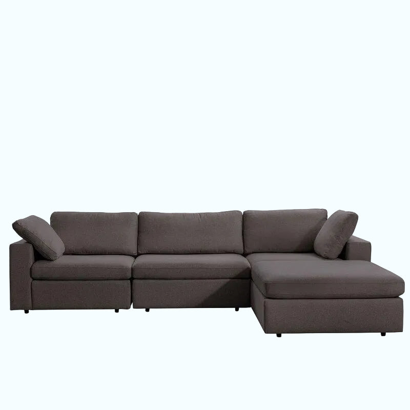 Gray sectional sofa on a white background