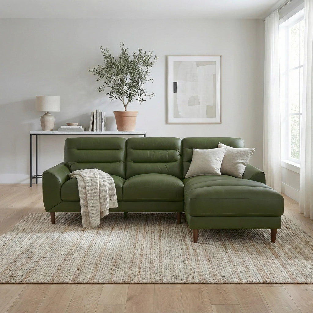 Clarion Top-Grain Sectional Sofa with Chaise 100 Wide