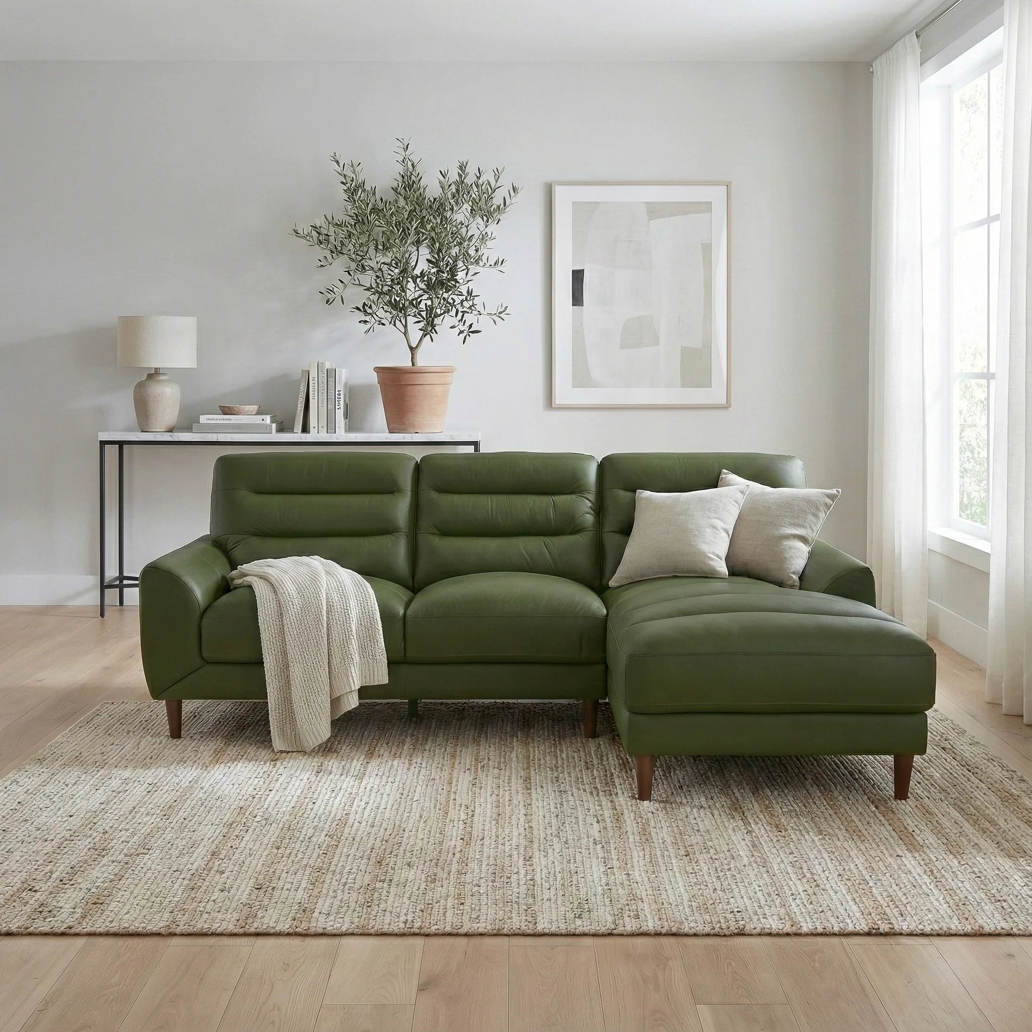 Clarion Top-Grain Sectional Sofa with Chaise 100 Wide