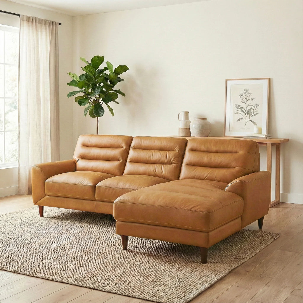 Clarion Top-Grain Sectional Sofa with Chaise 100 Wide