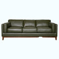 Green leather sofa on a white background
