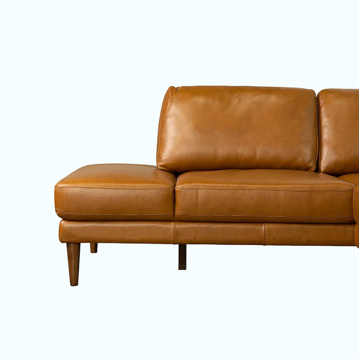 Brown leather sofa on a white background