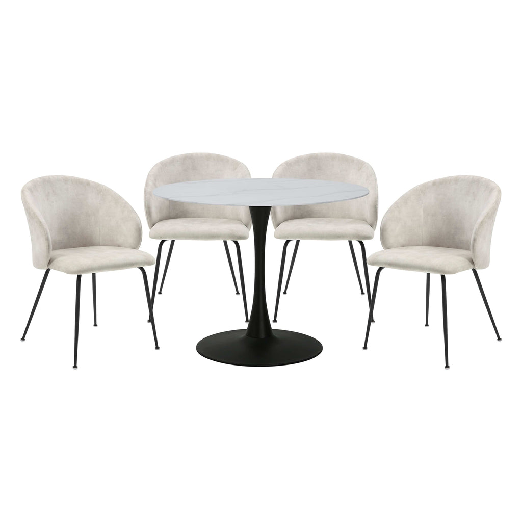 Cosimo Round Dining Set Beige Dining Set Berch Furniture