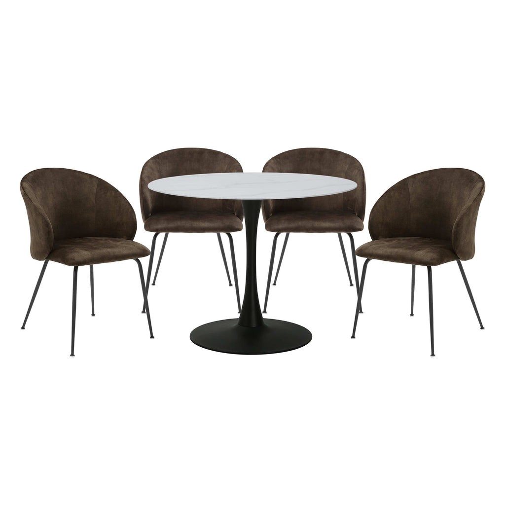Cosimo Round Dining Set Brown Dining Set Berch Furniture