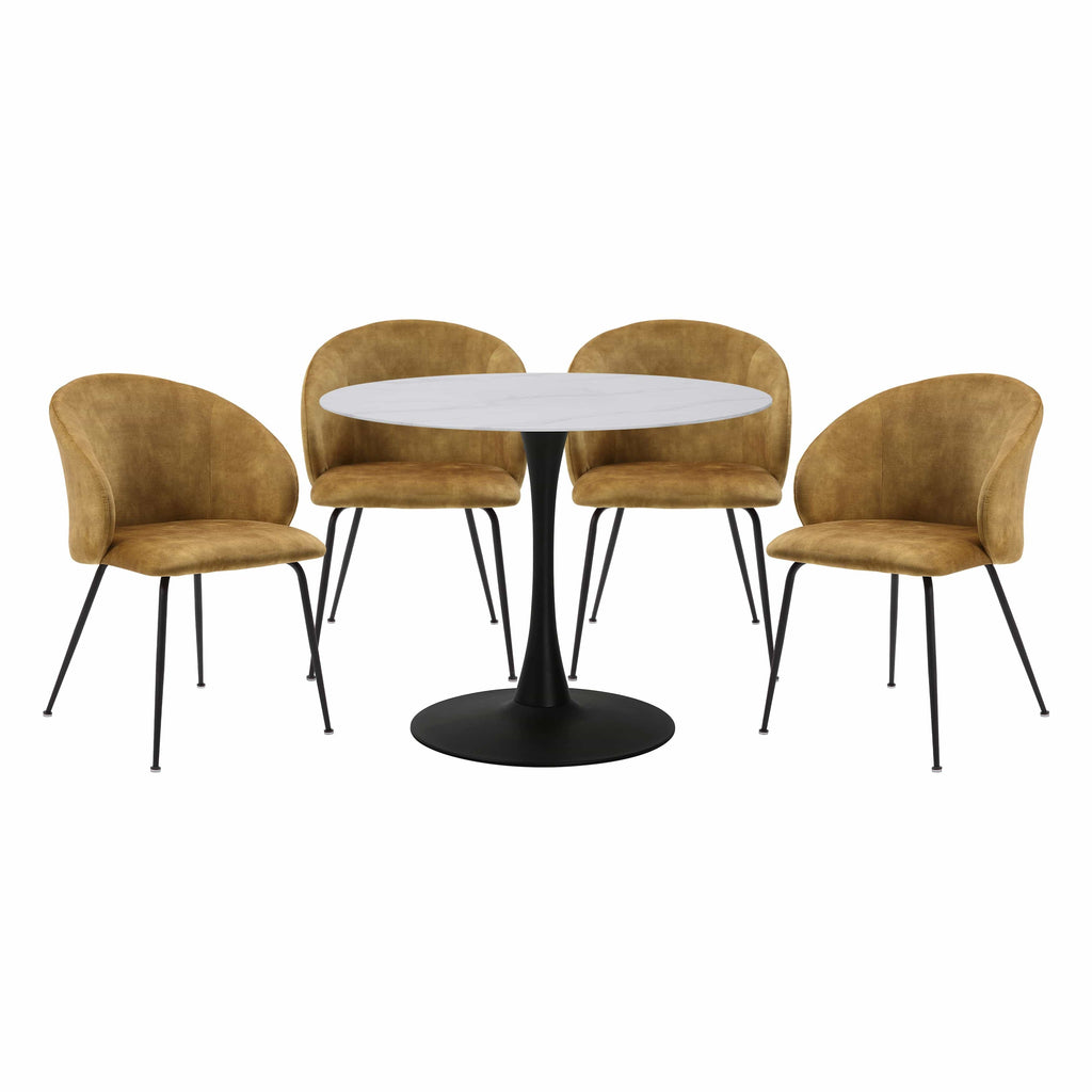 Cosimo Round Dining Set Mustard Dining Set Berch Furniture