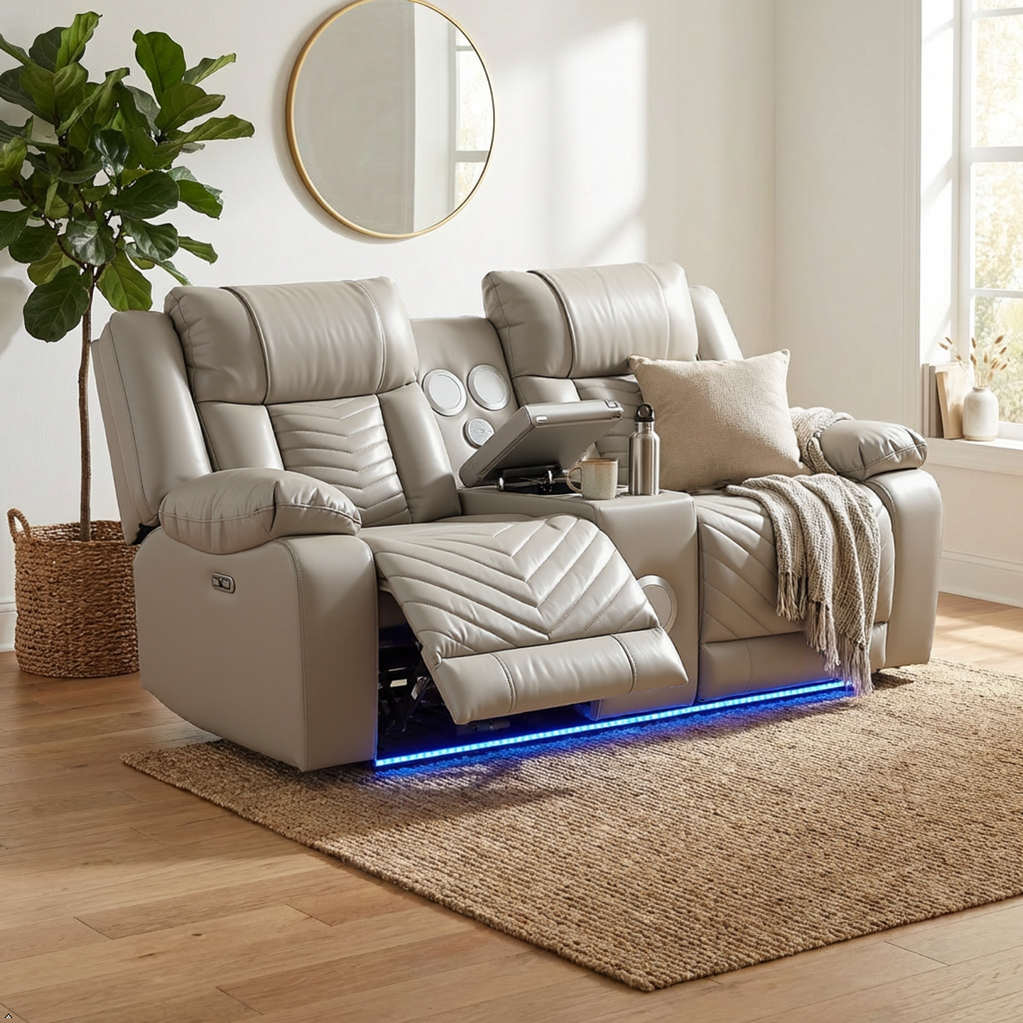 Berch Power Reclining Loveseat Faux Leather