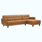 Brown leather sectional sofa on a white background