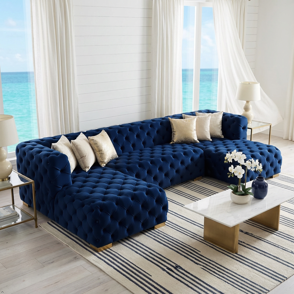 Neva Velvet Double Chaise Sectional
