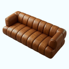 Brown leather sofa on a white background