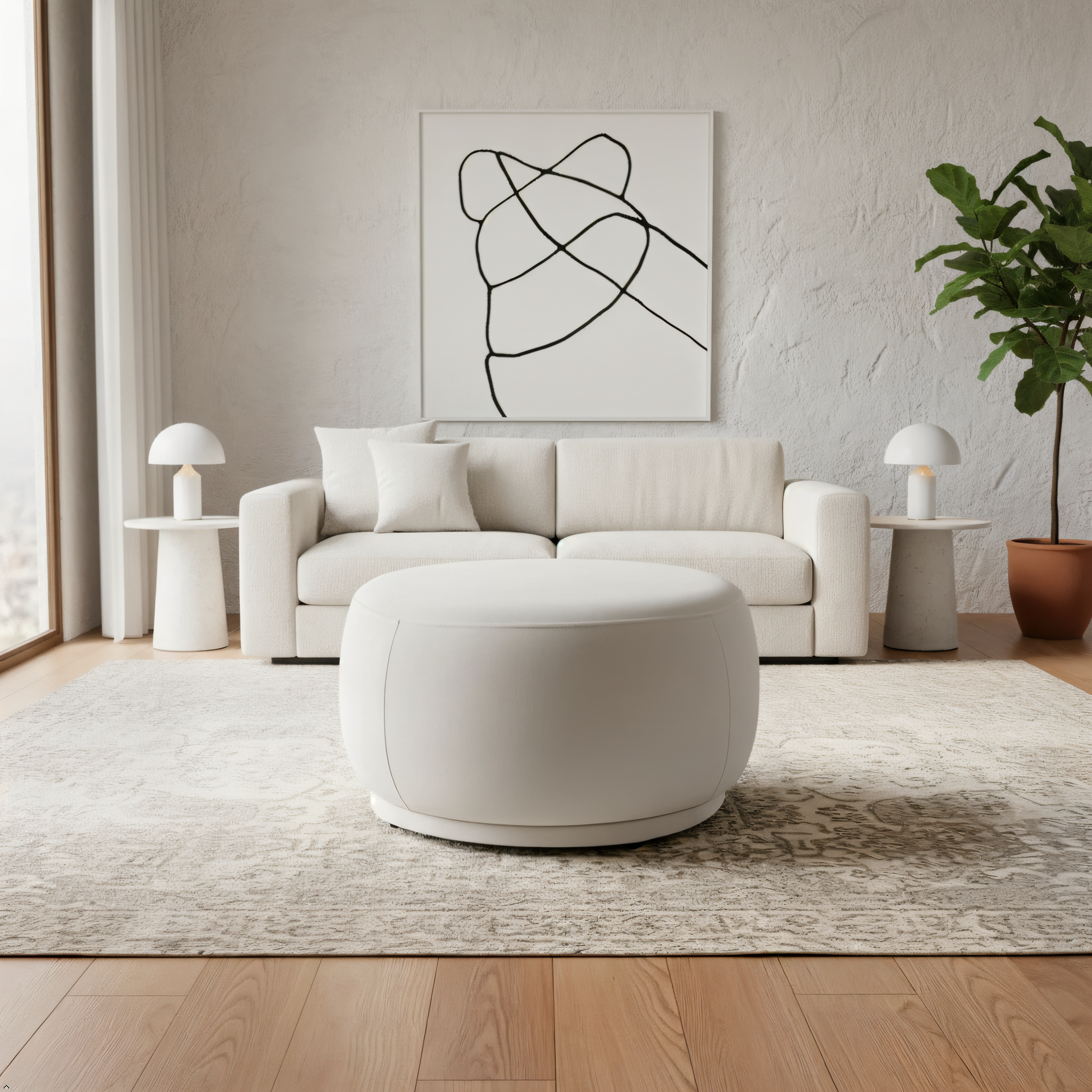 Bonita Round Velvet Ottoman/Stool