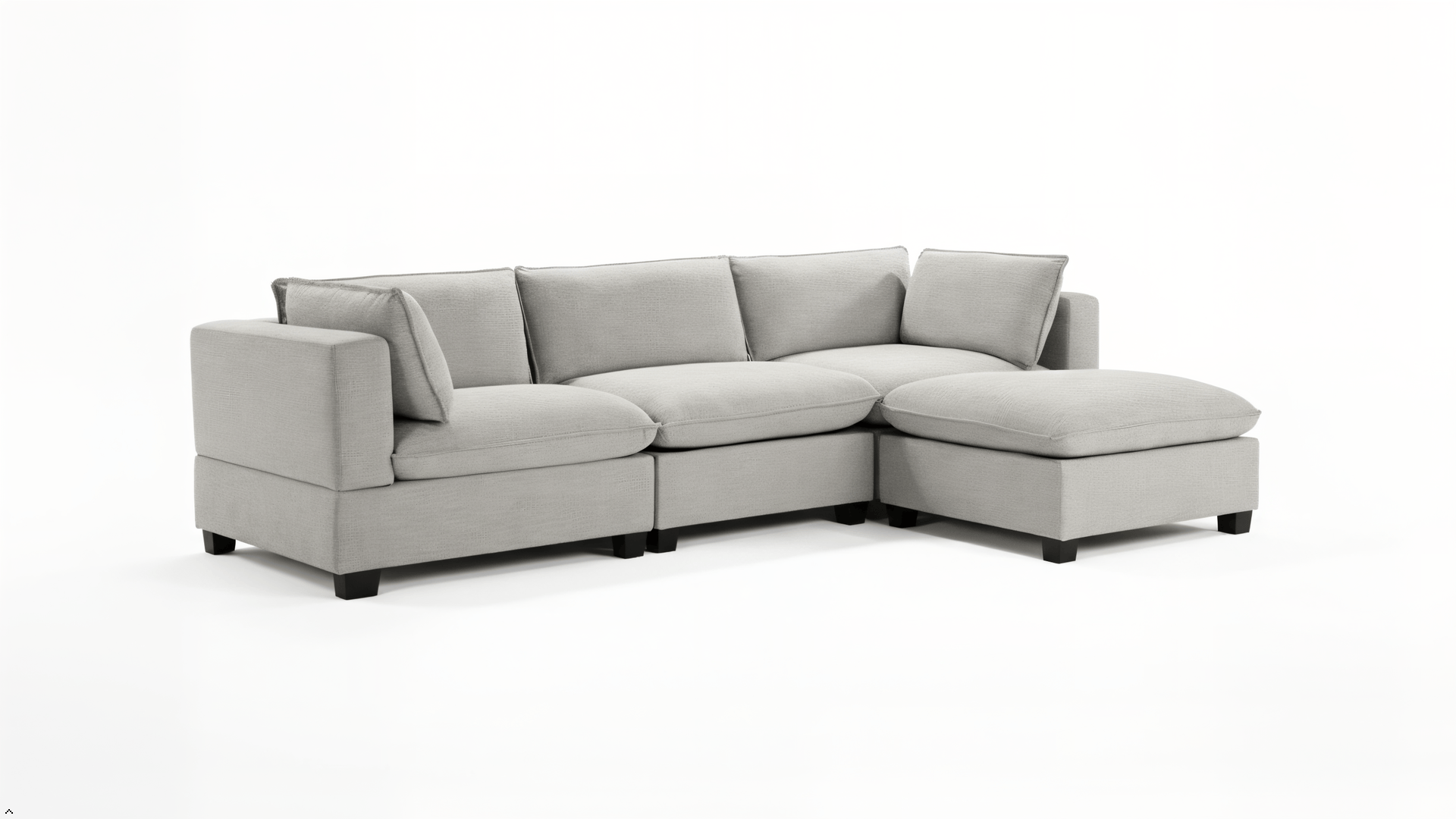 Gray sectional sofa on a white background