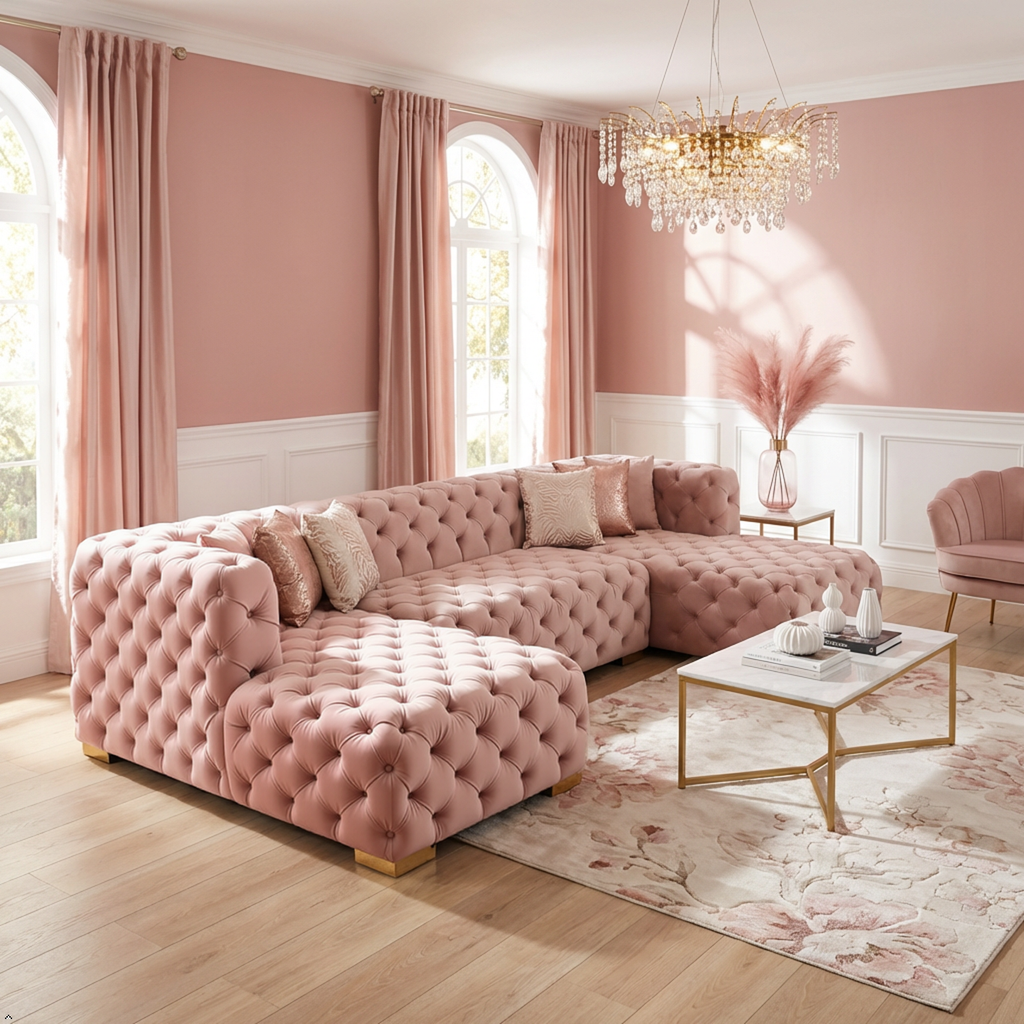 Neva Velvet Double Chaise Sectional