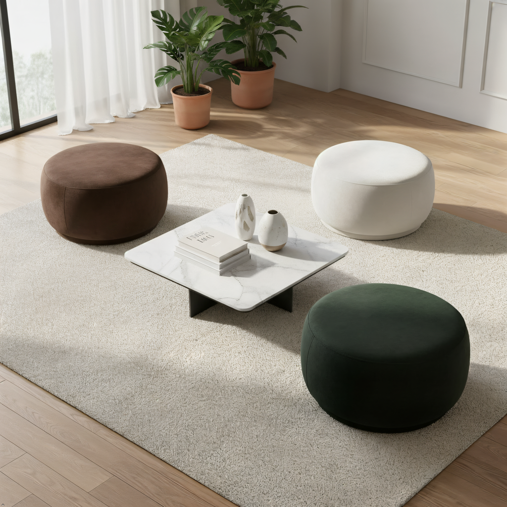 Bonita Round Velvet Ottoman/Stool