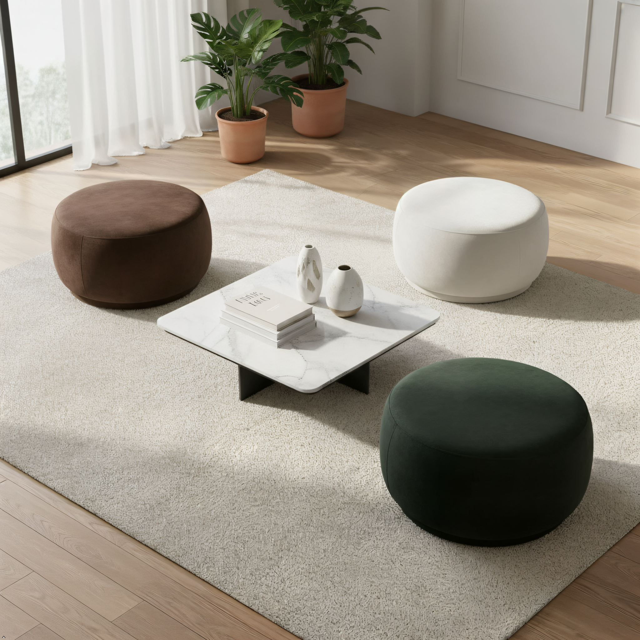 Bonita Round Velvet Ottoman/Stool