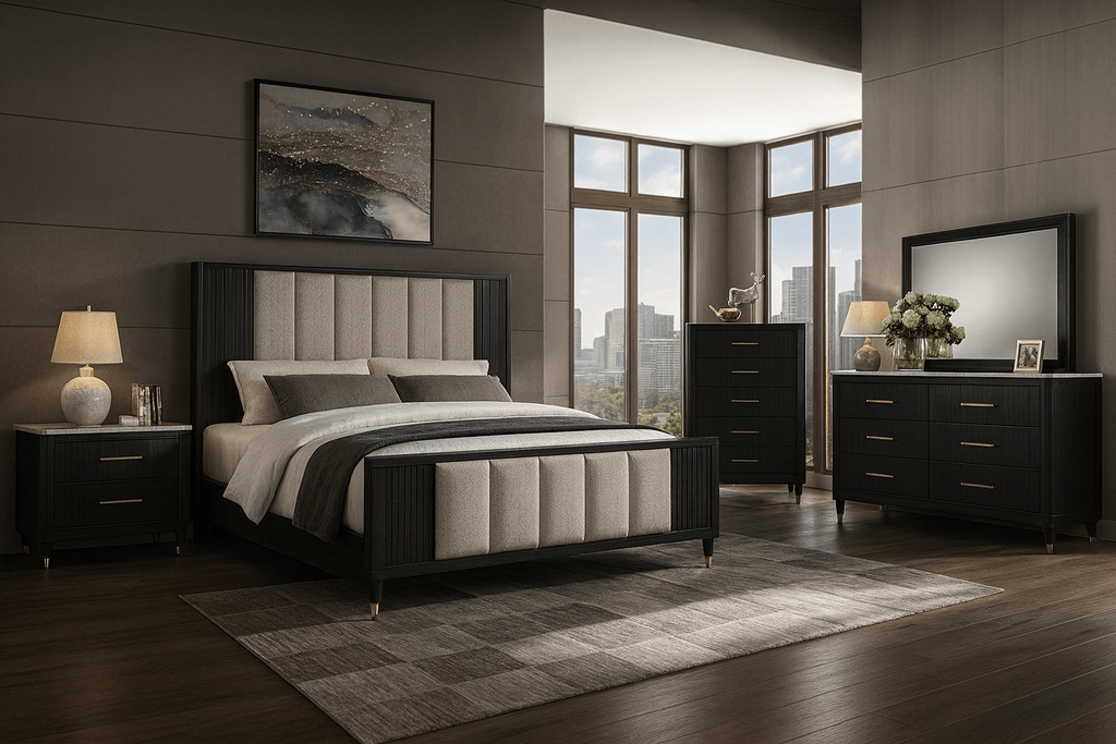 Kara 5-Pc Bedroom Set Queen / Black Bedroom Set Berch Furniture