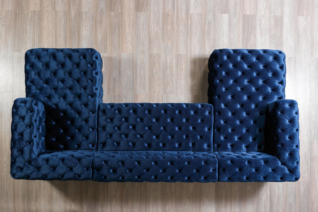 Neva Velvet Double Chaise Sectional Sectional Berch Furniture