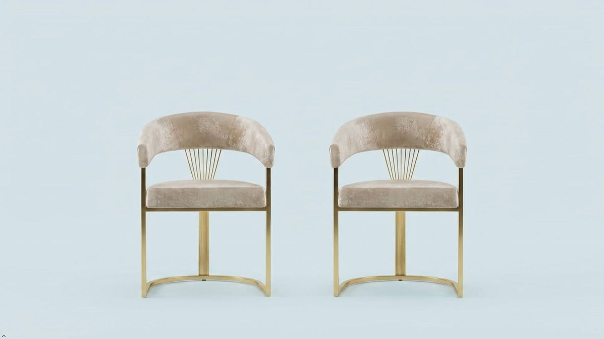 Set of 2 dining chairs gold accent 360 degree video 
