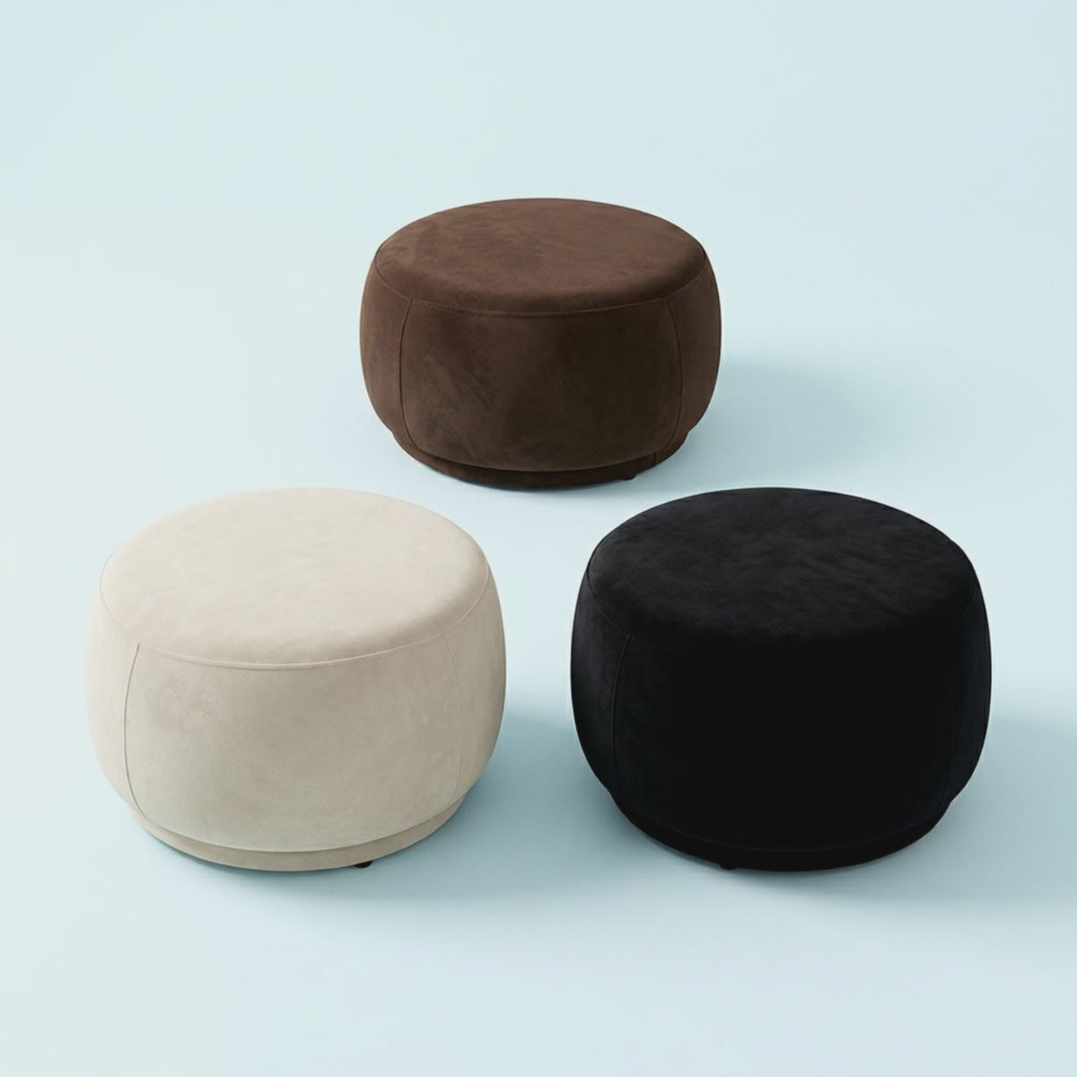 BERCH Velvet Ottoman Tri-colors brown black round blue background video intro