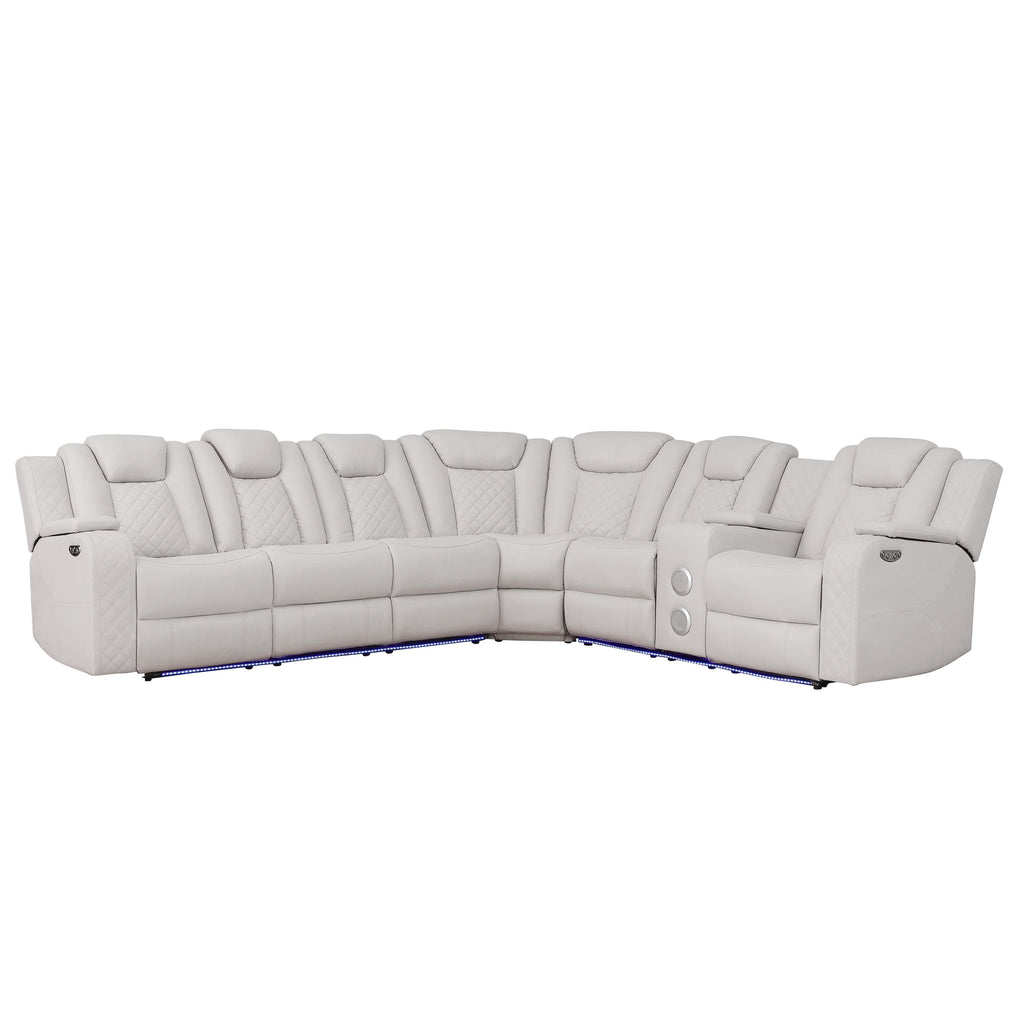 Radiant Power Sectional White Reclining Berch Furniture