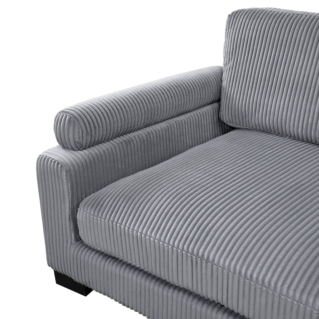 Travers 6-Piece Corduroy Modular Sectional Couch – Oversized 135 Inches Cream Fabric L-Shaped Sofa w/ Armless Chair Sectional Berch Furniture